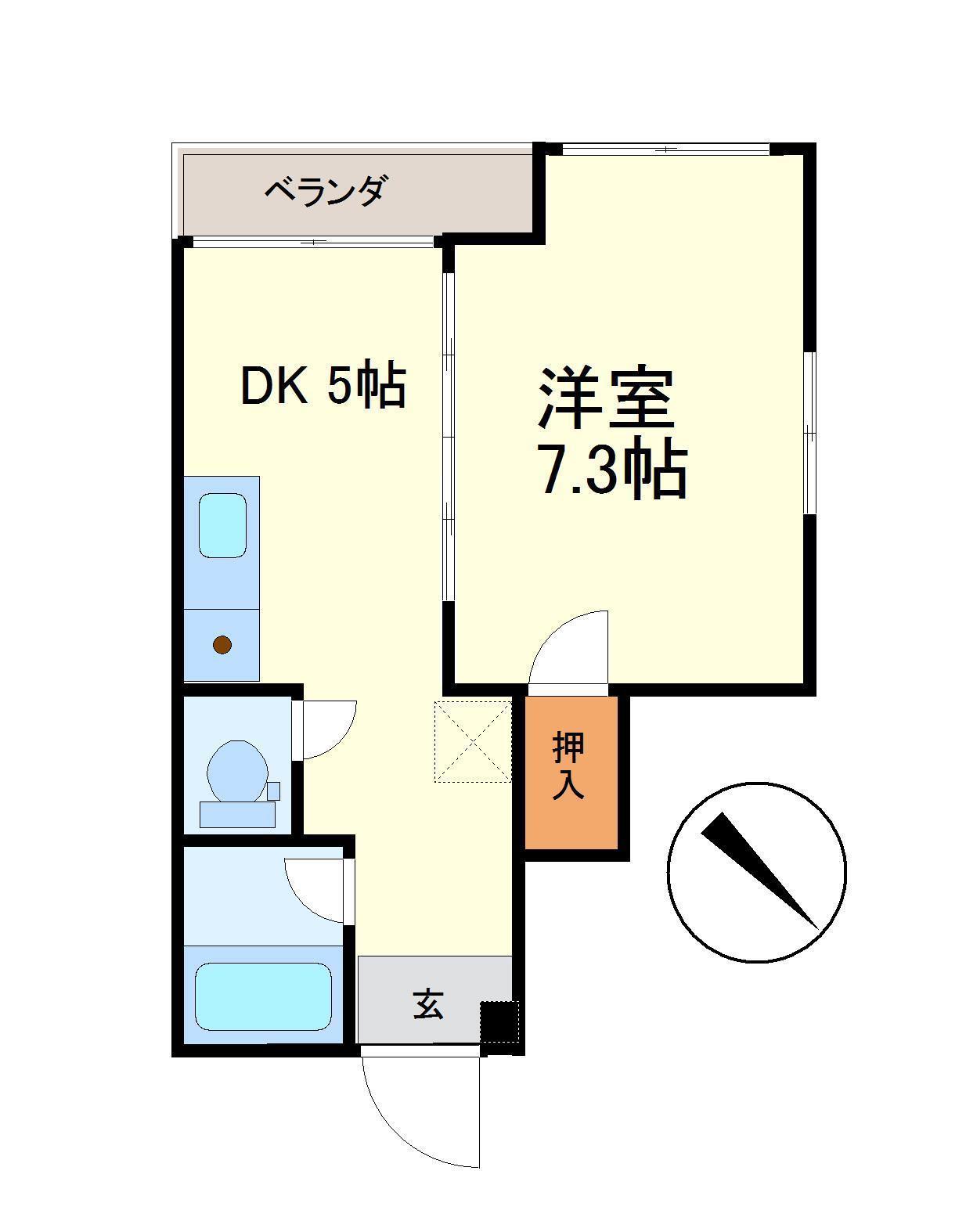 上本組ビル(1DK/4階)の間取り写真