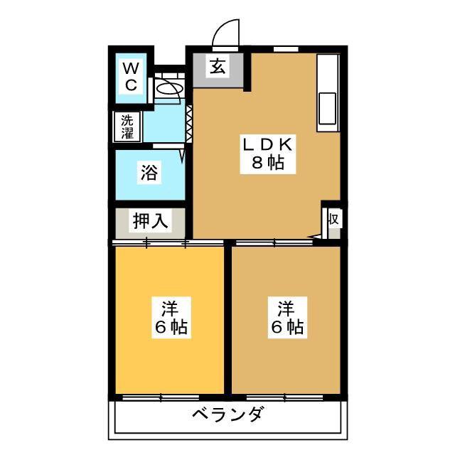 グレイスコート幸(2DK/2階)の間取り写真