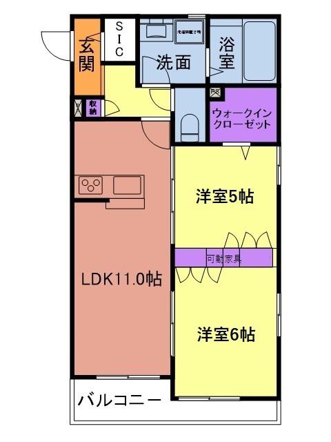 RAFFINE LIED(2LDK/2階)の間取り写真