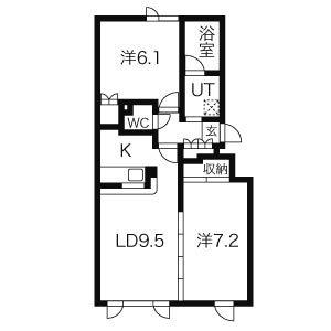 白南ハイツ6(2LDK/3階)の間取り写真