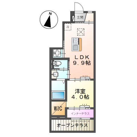 カカリア(1LDK/1階)の間取り写真