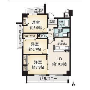 OSM植田 壱番館(3LDK/4階)の間取り写真