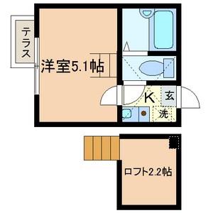 シャンテ堀切菖蒲園Ⅱ(1K/2階)の間取り写真