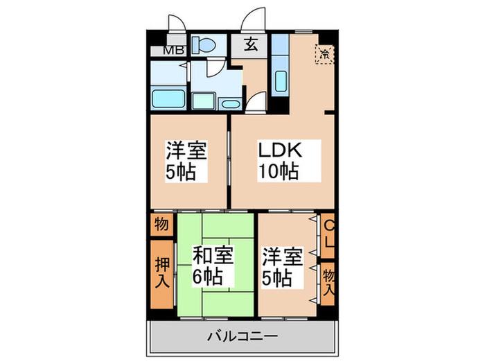 メゾンニュー生駒(3LDK/7階)の間取り写真