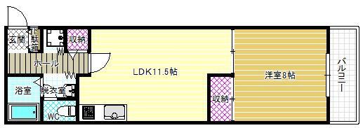 ニドムコート(1LDK/2階)の間取り写真
