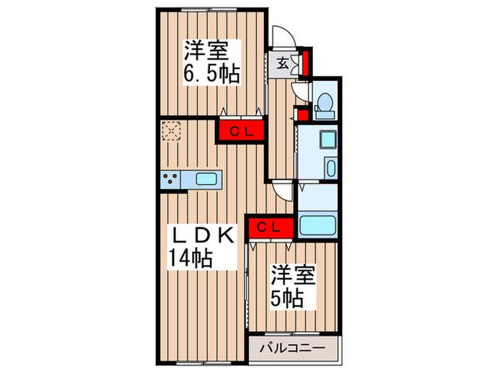 GRAND SOLEIL(2LDK/2階)の間取り写真
