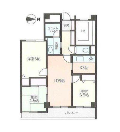 コーシンハイム一ツ橋学園(3LDK/4階)の間取り写真