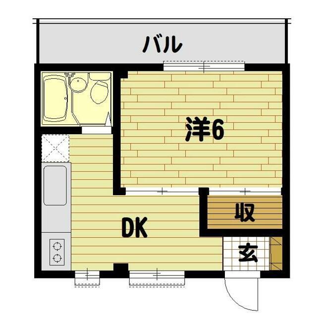 ウィズダム横浜(1DK/3階)の間取り写真