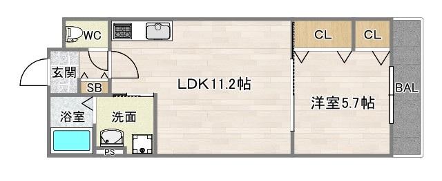 スリール照ヶ丘(1LDK/1階)の間取り写真