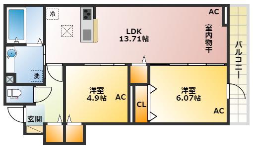 グラナーデ高井戸東(2LDK/1階)の間取り写真