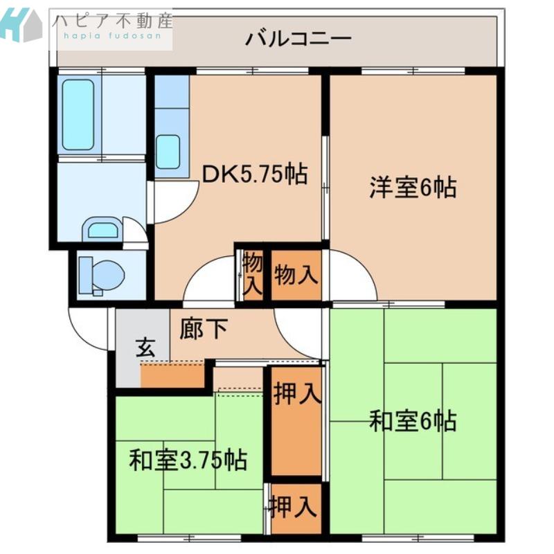 アースマンション花岡(3DK/2階)の間取り写真