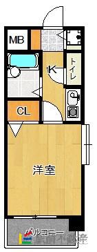ライオンズマンション西新第5(1K/5階)の間取り写真