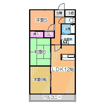 カナート浅香(3LDK/6階)の間取り写真
