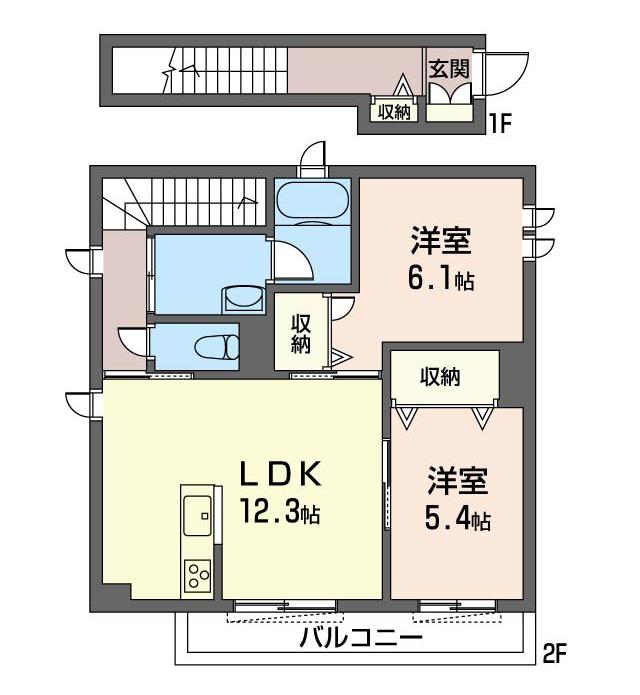 MAISON REVE(2LDK/2階)の間取り写真