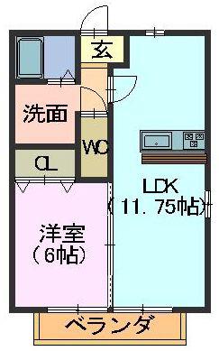 エスポワール(1LDK/2階)の間取り写真