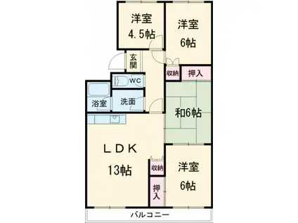三豊マンション瑞穂(4LDK/3階)の間取り写真