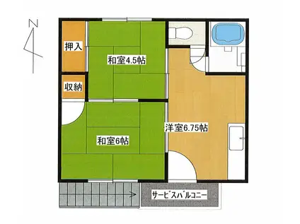 橋本アパート(2DK/2階)の間取り写真