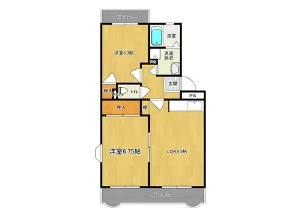 パレスラウン(2LDK/2階)の間取り写真