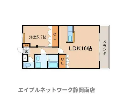 グランチェスタII(1LDK/1階)の間取り写真