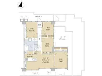 クレストコート平塚八重咲(4LDK/5階)の間取り写真