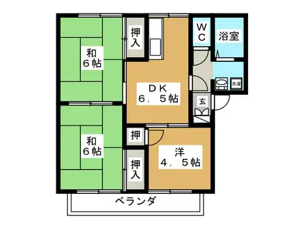 ありすハイム3番館(3DK/1階)の間取り写真