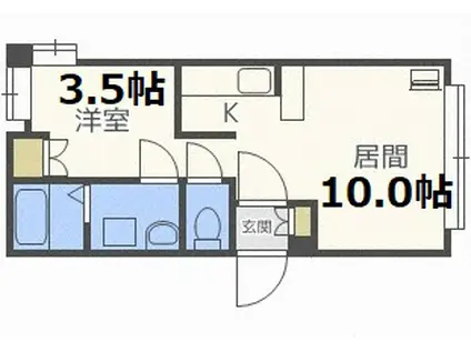 ラミアール白石(1LDK/1階)の間取り写真