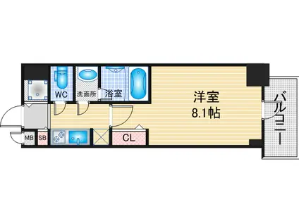 S-RESIDENCE栄四丁目(1K/13階)の間取り写真