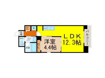 レジデンシア尾頭橋駅前(1LDK/12階)の間取り写真