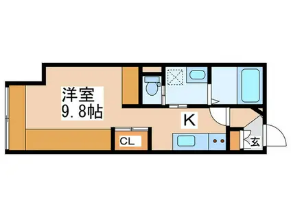 札幌市電 西線１１条駅 徒歩7分 4階建 築6年(1K/4階)の間取り写真