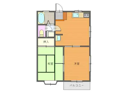 メゾングレースB棟(2DK/1階)の間取り写真