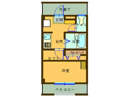 レナード中福II(1K/2階)の間取り写真