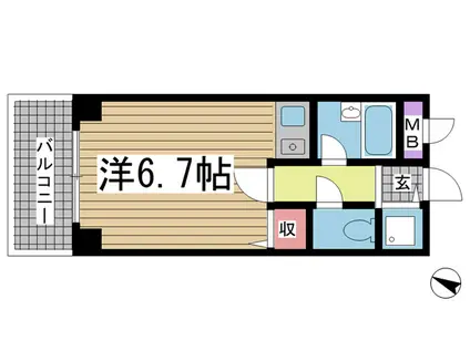 シティライフ六甲道III(ワンルーム/2階)の間取り写真