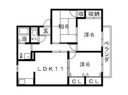 サニーライフ土生2(3LDK/2階)の間取り写真