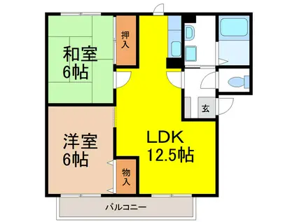 ルート3 A棟(2LDK/1階)の間取り写真