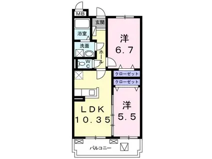 フェリーチェ(2LDK/3階)の間取り写真