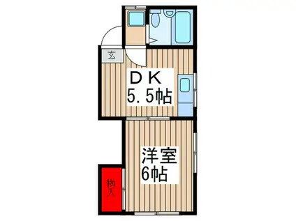 荻野アパート(1DK/2階)の間取り写真