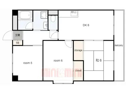 シティハイツ立花2(3DK/4階)の間取り写真