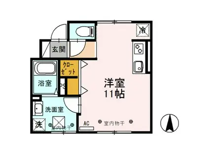 セレーノ ビオラ(ワンルーム/1階)の間取り写真