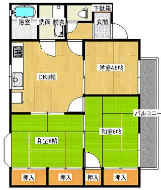 メゾン隅田(3DK/1階)の間取り写真