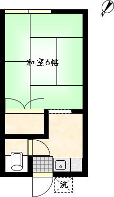 筑波荘(1K/2階)の間取り写真