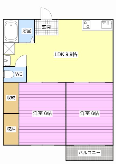 メゾンしいの木(2LDK/2階)の間取り写真