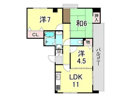 コータース苦楽園(3LDK/3階)の間取り写真