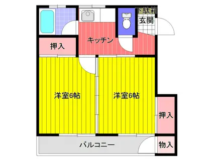 向山マンション(2K/2階)の間取り写真