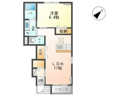 モアナマカナ(1LDK/1階)の間取り写真