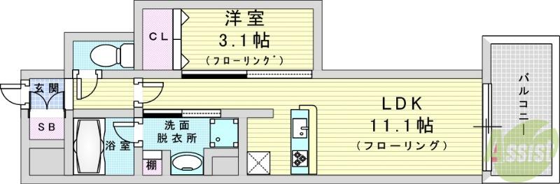リビオメゾン新大阪(1LDK/5階)の間取り写真