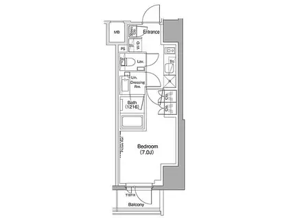 ザ・パークハビオ五反田(1K/5階)の間取り写真