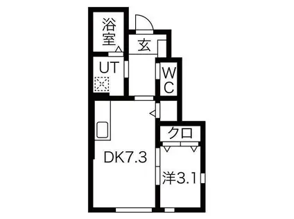 アーバンスタイルI(1LDK/1階)の間取り写真