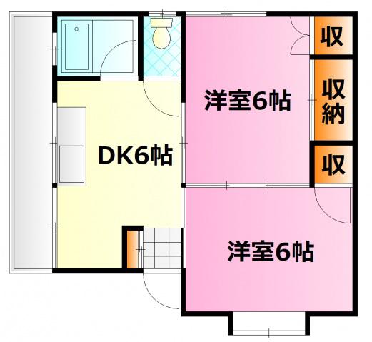 光田ビル(2DK/2階)の間取り写真