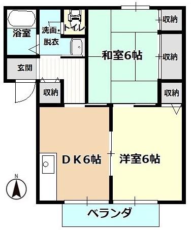 総社Sフラッツ A棟(2DK/2階)の間取り写真