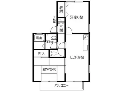 ハイカムール坂井(2LDK/2階)の間取り写真